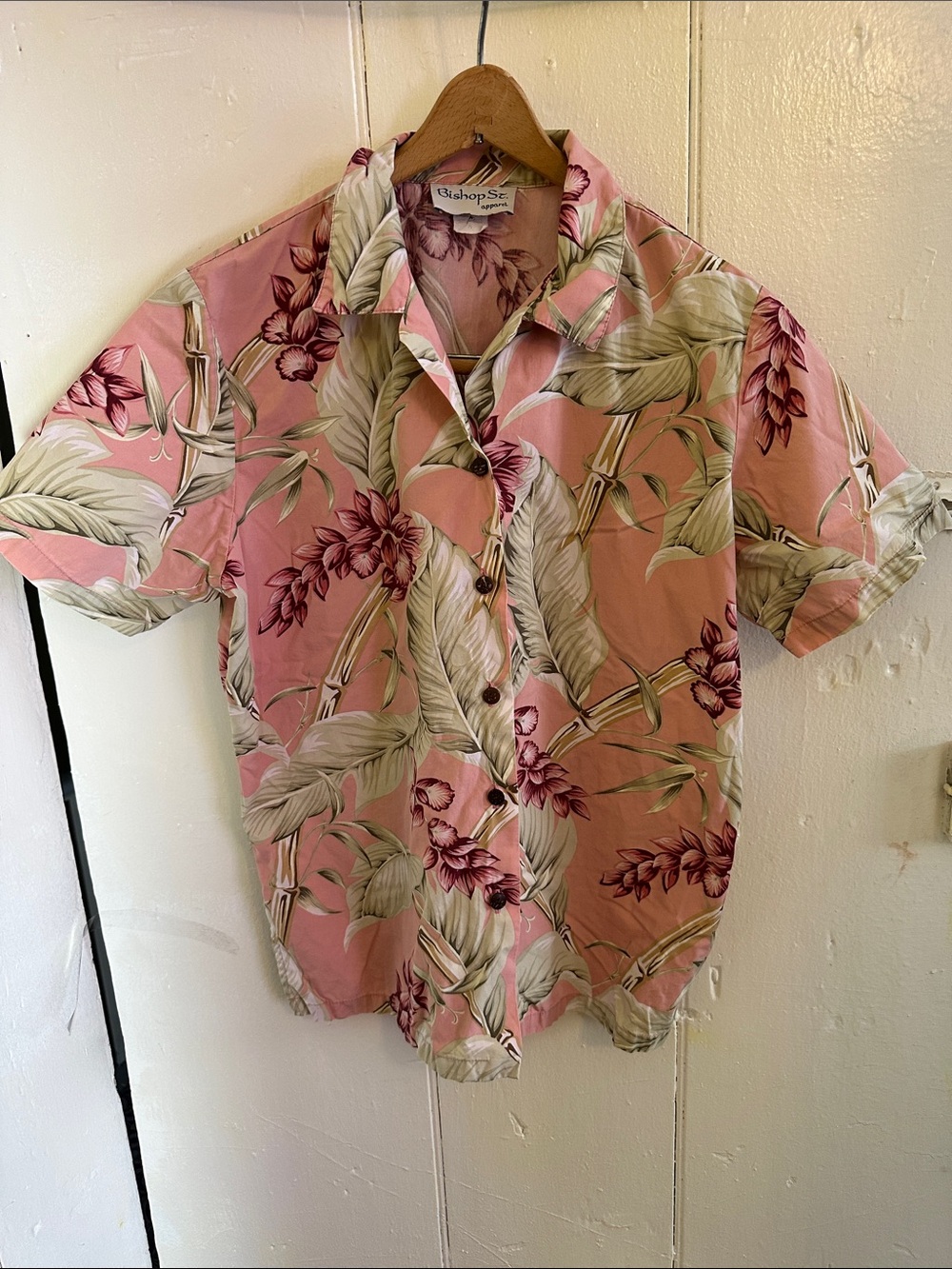 Pink Floral Camp-Collar Button-Down Shirt